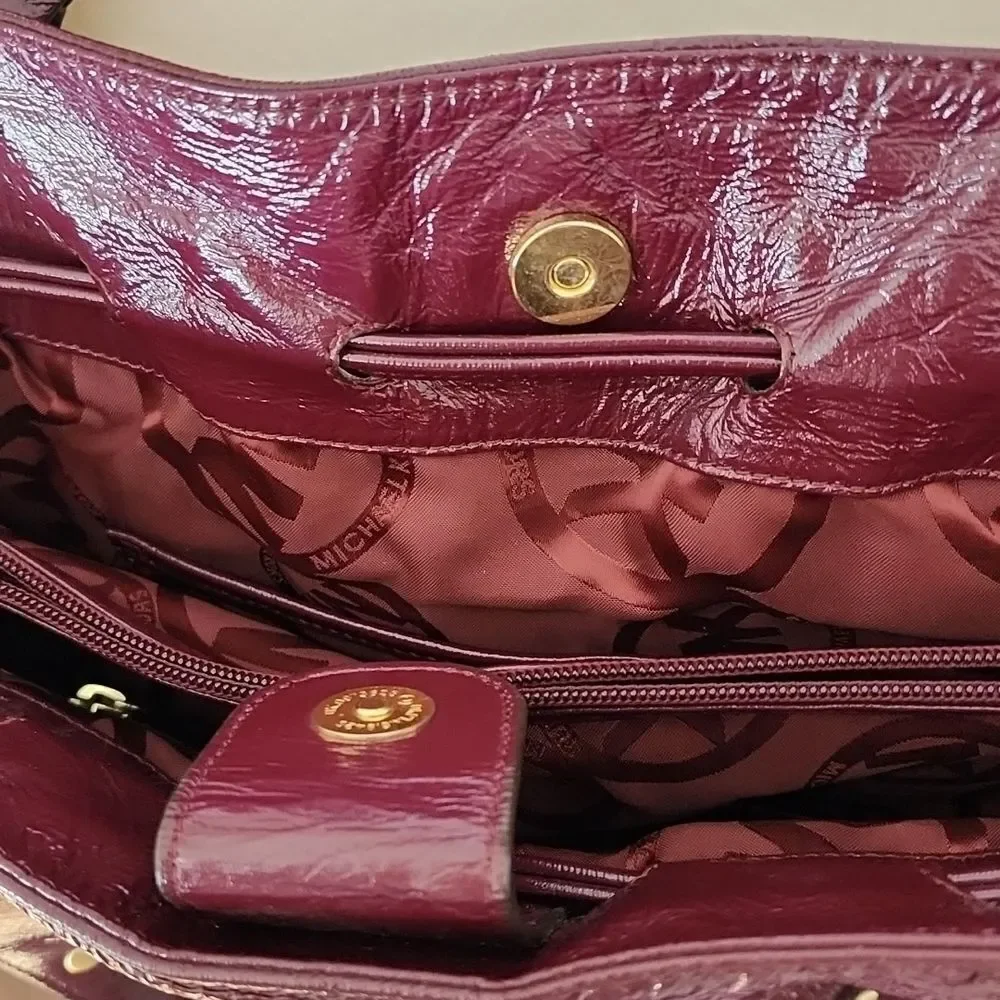 Michael Kors Burgundy Patent Leather Shoulder Bag
